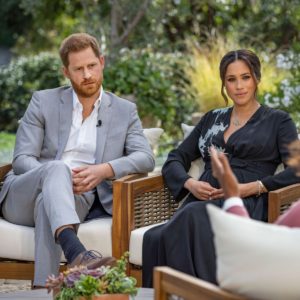 Meghan Markle on Oprah's show discussing mental health.